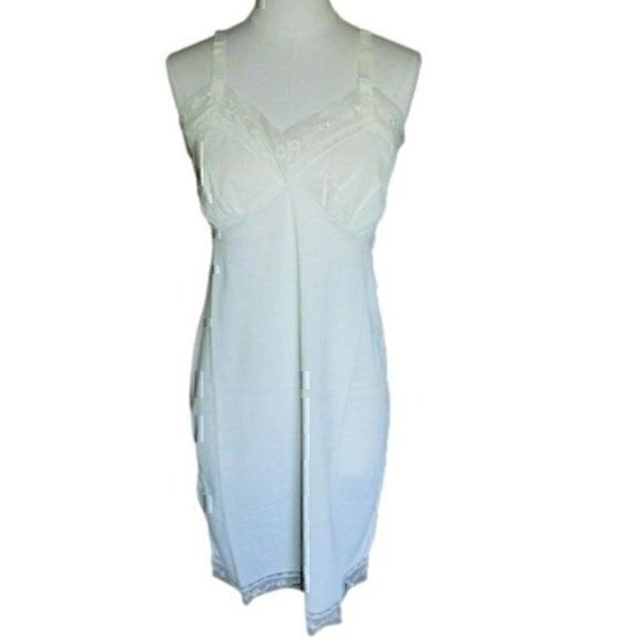 Perlcrest White Nylon Floral Accented Slip Size 34 - Picture 1 of 7